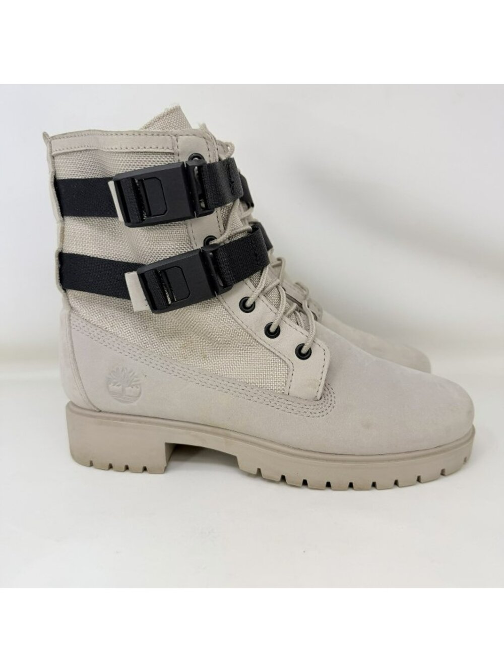 Timberland Jayne Strapped Combat Boots Beige Women’s Size 7